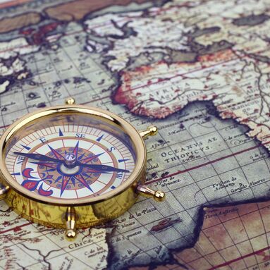Map with compass
