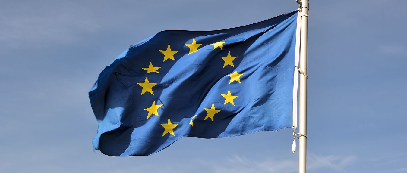 EU flag blowing in the wind.