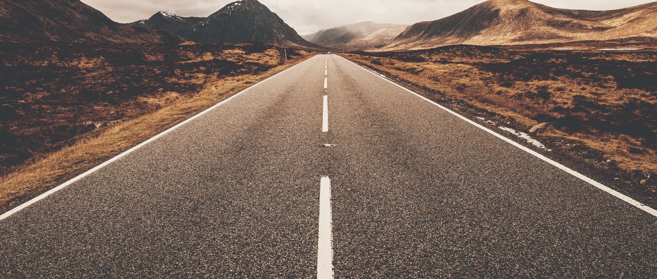straight road in Glencoe Scotland